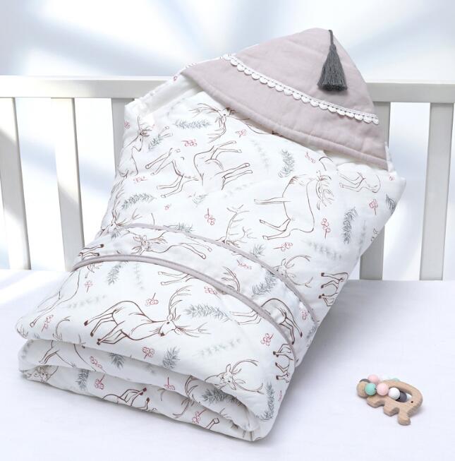 Newborn Baby Swaddle Blanket – Double Layer Cotton Anti-Shock Sleeping Wrap
