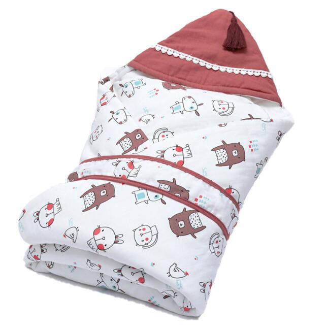 Newborn Baby Swaddle Blanket – Double Layer Cotton Anti-Shock Sleeping Wrap
