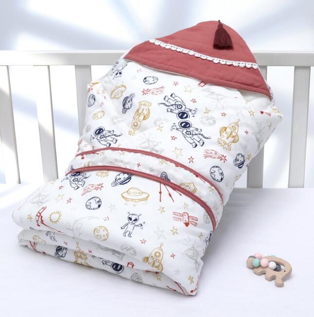Newborn Baby Swaddle Blanket – Double Layer Cotton Anti-Shock Sleeping Wrap