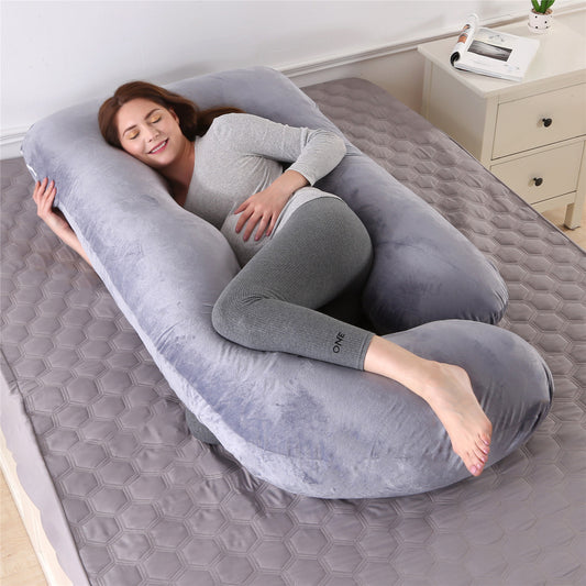 Crystal Velvet Pregnancy Pillow – Detachable G-Shape Side Sleeping Maternity Pillow