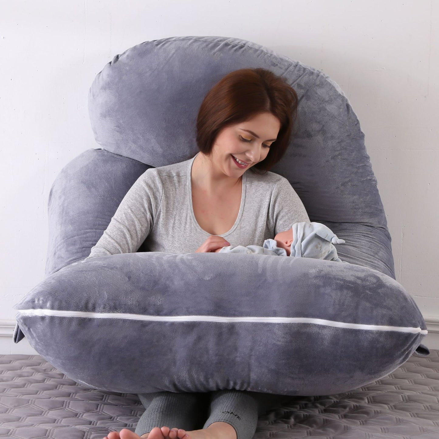 Crystal Velvet Pregnancy Pillow – Detachable G-Shape Side Sleeping Maternity Pillow
