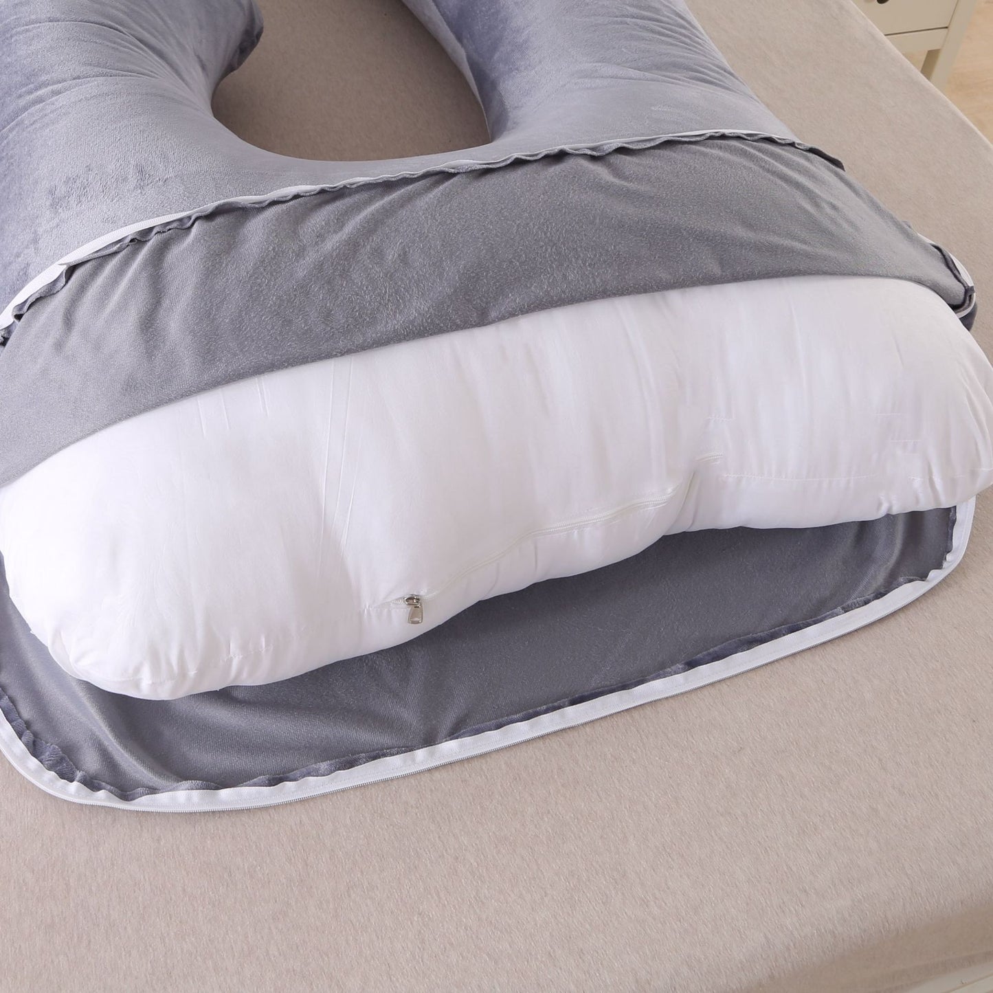 Crystal Velvet Pregnancy Pillow – Detachable G-Shape Side Sleeping Maternity Pillow